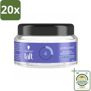 20 x Taft - Ultra Chaos 4 - Styling Gel - Creatieve fixatie - 250 ml - Grootverpakking - Chaos Styling Gel - Creatieve Fixatie - Messy Hair Gel - Haarspray - Haartype