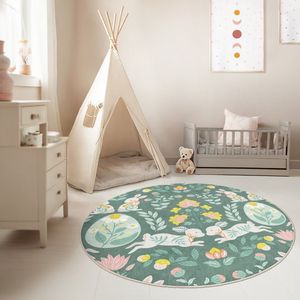 Kinderkamer Vloerkleed Rond Tapijt|Educatieve kindertapijten|Antislip Kindervloerkleed|Kinderen Tapijt Decor|Speelkleed|Kleurrijk kindervloerkleed|Vlindertuin