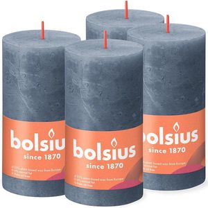 Bolsius - Rustieke Kaars - 4 Stuks - Donker Blauw - Twilight Blue - 13cm