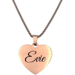 Ketting - Hart - Met Naam - Evie - Rosegoud