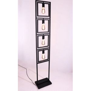Vloerlamp Foldable - mat zwart metaal - 4xE27 - frames draaibaar - 158cm