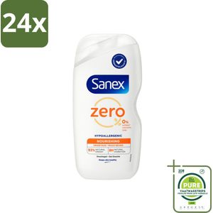 Sanex Zero% - Douchegel - Verzorgend - Natuurlijke Ingrediënten - Droge Huid - 400 ml - Voordeelverpakking - 24 stuks - Douchegel - Sanex