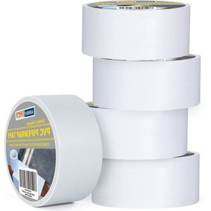 Vinyl Sealing Tape Waterproof PVC Tube Wrapping Tape for Sealing and Corrosion Protection - 50 mm x 33 m - 5 Rolls White