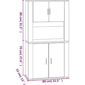 vidaXL Buffetkast: Buffetkasten - Dressoir - Kast - Buffetkast - Hoge kast bewerkt hout sonoma eikenkleurig