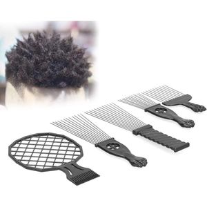 Afro Kam Set - 5 Stuks Roestvrij Staal Haar Styling Kam voor Krullend Haar