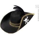 Widmann - Piraat & Viking Kostuum - Piratenhoed Met Schedel En Veren - Zwart - Carnavalskleding - Verkleedkleding