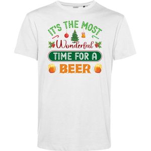 T-shirt Time For A Beer | Foute Kersttrui Dames Heren | Kerstcadeau | Kerstpakket | Wit | maat S