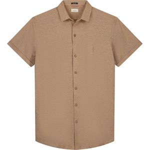 SINGLES DAY! Dstrezzed - Short Sleeve Overhemd Bruin - Heren - Maat M - Slim-fit