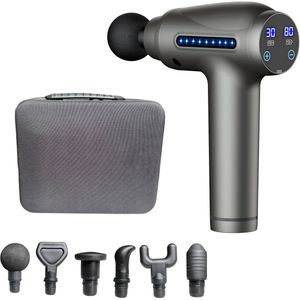 Muscle Massage Gun - Massage Gun - Professioneel - Massage Apparaat - 6 Opzetstukken - Touchscreen - Massage Pistool - Spierherstel en Ontspanning - Inclusief koffer - Zwart - Draadloos