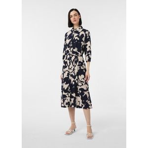 comma - Midi-overhemdjurk - Blauw - Met Ceintuur - 3/4 Mouwen