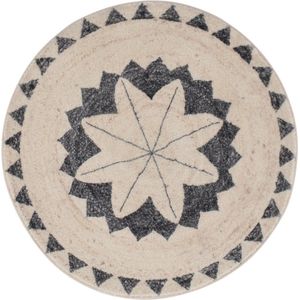 Vercai Rugs Brady Collectie - Hoogpolig Rond Vloerkleed - Zacht Tapijt voor Woonkamer - Polyester - Ivoor - 150x150 cm