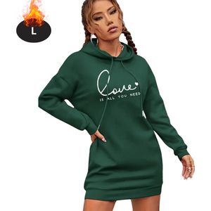 Nivard Hoodie Dames - Sweaters - Sweater - Warme Trui - Met Capuchon - Donkergroen - XS