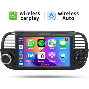 Autoradio 2/32GB met Carplay en Android auto | Geschikt voor Fiat 500 2007-2015 Zwart | Radio scherm met Navigatie | 2007 2008 2009 2010 2011 2012 2013 2014 2015 | 7 Inch