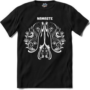 Namaste | Relax - Yoga - Yoga mat - T-Shirt - Unisex - Zwart - Maat S