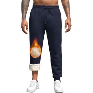 Heren Trainingsbroek Fleece Gevoerd voor Koude Dagen, Joggingbroek met Trekkoord en Ritszakken
