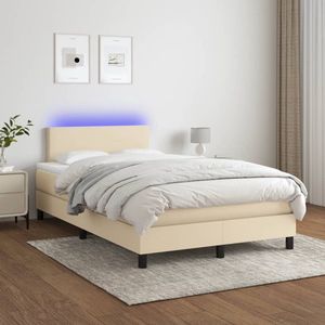 The Living Store Boxspring Bed - LED-verlichting - 120x200 cm - Crème