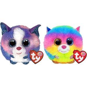 Ty - Knuffel - Teeny Puffies - Cleo Husky & Gizmo Cat