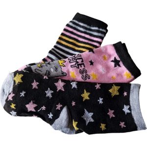 Ruinur Kindersokken - Katoenen Sokken - 3 Paar - Maat 27-30 - Ster Multicolour