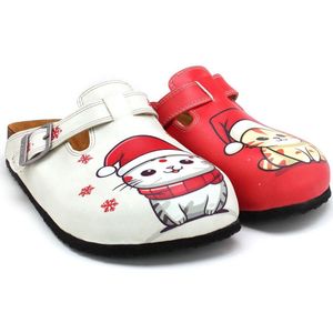 GOBY Clogs met Cat Santa Design – Handgemaakt – Hoge Kwaliteit – Maat 40