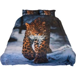 Decoware® dekbedovertrek Leopard winter - katoen renforce - 240x220 + 2st 60x70 - Lits-jumeaux