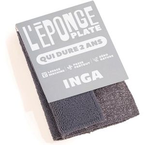 INGA - 2 x herbruikbare platte sponzen - overal passend, zeer effectief, krast niet - Schraapzijde en absorberende kant - Gemaakt in Europa - Platte spons die 2 jaar meegaat