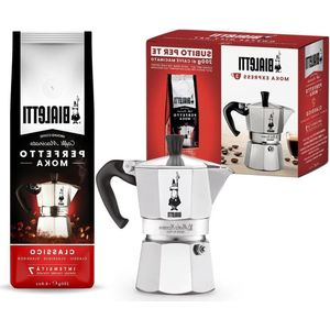 Koffiezetapparaat 3 kopjes plus set 250 g perfecte klassieke mokka - niet geschikt voor inductie - aluminium 0003544