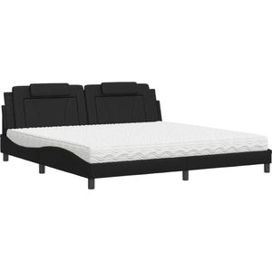 vidaXL-Bed-met-matras-kunstleer-zwart-200x200-cm