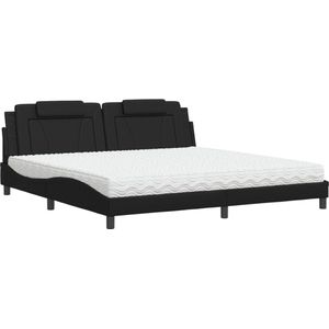 vidaXL - Bed - met - matras - kunstleer - zwart - 200x200 - cm