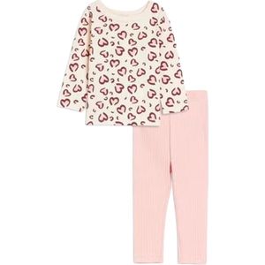 3 delige meisjes set - truitje met hartjes en rib broekje