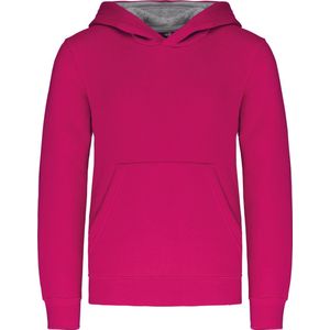 Kariban Kinder hooded sweater met gecontrasteerde capuchon K453 - Fuchsia / Fine Grey - 6/8 Y (6/8 ans)