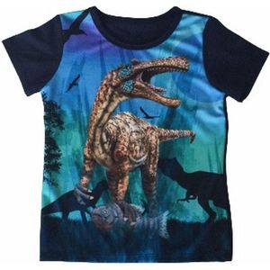 S&C dinosaurus t-shirt - Dino shirt - Velociraptor - donkerblauw - maat 92 (2)