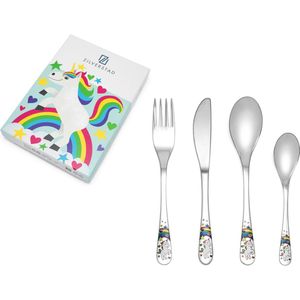 Zilverstad - Kinderbestekset Unicorn Eenhoorn- 4-delig RVS 18/10
