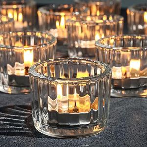 12-delige set theelichthouders - glazen windlichten in transparant design