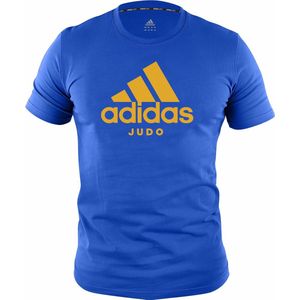Adidas judo T-shirt | blauw met oranje opdruk | maat M