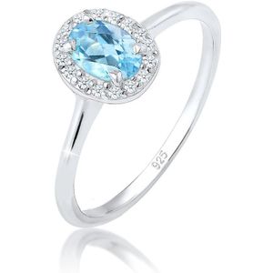 Elli PREMIUM Dames Ring Dames Verlovingsring Topaas met Diamant (0.08 ct.) in 925 Sterling Zilver