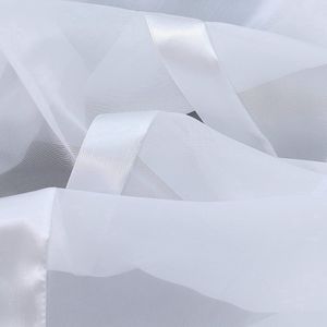 Gordijn Store met plooiband transparante voile boogstore bloemenvenster keuken gordijn met satijnen lint H/B 100/300 cm wit