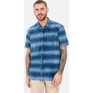 camel active Korte mouwen hemd van katoentwill - Maat menswear-M - Blauw