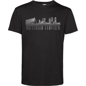 T-shirt Rotterdam Skyline Kampioen | Feyenoord Supporter | Shirt Kampioen | Kampioensshirt | Zwart | maat L