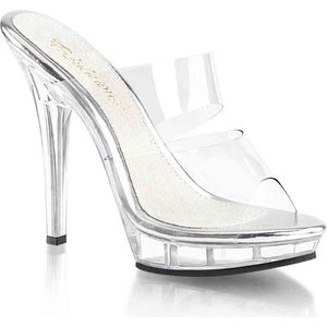 Fabulicious - LIP-102 Muiltjes met hak - US 6 - 36 Shoes - Transparant/Zilverkleurig