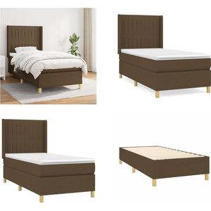 vidaXL Boxspring met matras stof donkerbruin 80x200 cm - Boxspring - Boxsprings - Bed - Slaapmeubel