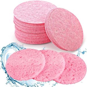 Allecto plus - Gecomprimeerde gezichtssponzen (50 stuks) voor huidverzorging en make-up verwijderen - Roze met exfoliatorspons
