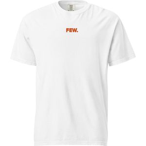 Bitcoin T-shirt - FEW - Oranje Geborduurd - Unisex - 100% Katoen - Wit - Maat S | Bitcoin cadeau| Bitcoin T-shirt| Bitcoin Shirt| Bitcoin Merch| Bitcoin Merchandise| Bitcoin Kleding| Crypto T-shirt