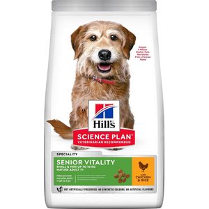 4x HILL'S SCIENCE PLAN Senior Vitality Small & Mini Mature Adult 7+ Hondenvoer met Kip & Rijst 2.5 kg