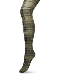Bonnie Doon Dames Panty met Ruiten 40 Denier Donker Groen maat S/M - Ruit Motief - Ruitjes Print - Uitstekende pasvorm - Gladde Naden - London Checks Tights - Heerlijk Comfortabel - Leger - Olijfgroen - Ivy Green - BP211910.252