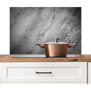 Spatscherm keuken 80x55 cm - Kookplaat achterwand Beton - Grijs - Ruig - Industrieel - Vintage - Muurbeschermer - Spatwand fornuis - Hoogwaardig aluminium