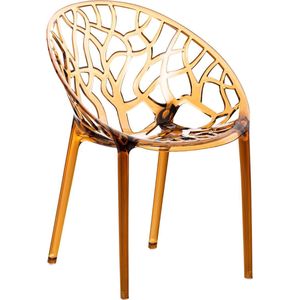 Trendy stoel - Met rugleuning - Woonkamer of beurs - Transparant goud - Zithoogte 45cm