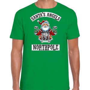 Fout Kerstshirt / Kerst t-shirt Santas angels Northpole groen voor heren - Kerstkleding / Christmas outfit S