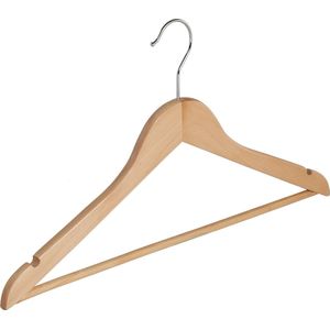 De Kledinghanger Gigant - Kledinghanger - Volwassenen - 7116BA - 40 Stuks - Blousehanger - Shirthanger - Lotushout - Naturel Gelakt - Vlak Model - Rokinkepingen en Broeklat - 44 cm - Kleerhanger (7116BA/40)
