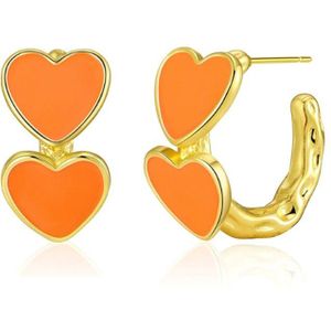 Alexia Oorbellen - Oranje / Goud | 2,3 x 2,3 cm | Stainless Steel | Fashion Favorite