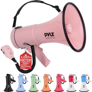 Pyle Megafoon Speaker – 50 Watt Draagbare PA Bullhorn met Sirene en Verstelbaar Volume – 50 Watt – Bereik tot 1100 m²